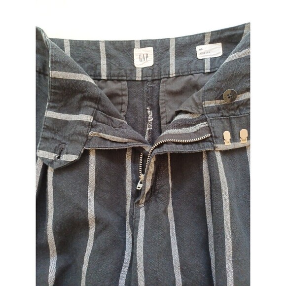 GAP women's wide leg linen blend pant 00 black white stripe coastal work/play - Picture 8 of 12